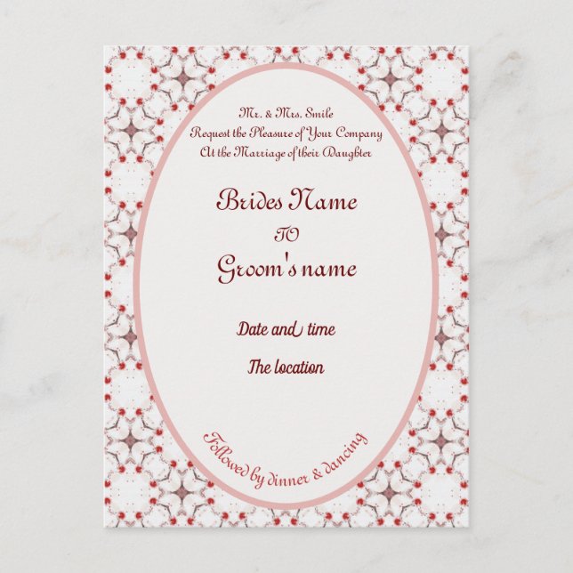 Carte Postale cerisier fleur mariage rouge et blanc élégant invi (Devant)