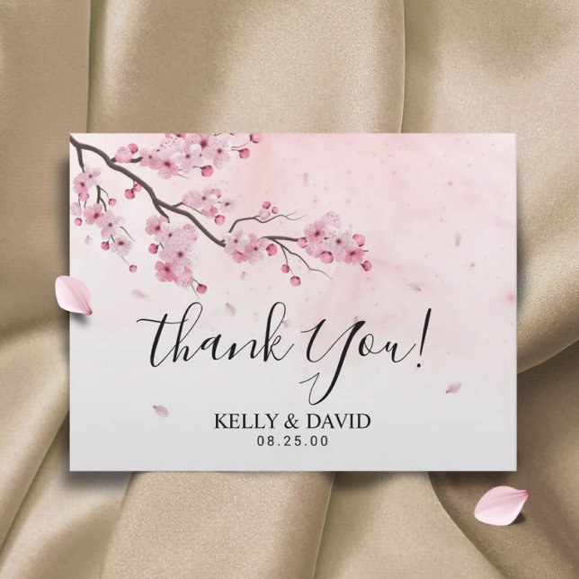 Carte Postale Cerisier Fleur rose Mariage Merci (Créateur téléchargé)