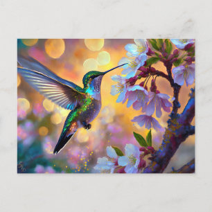 Carte Postale Cerisier Imaginaire Sunrise Hummingbird 