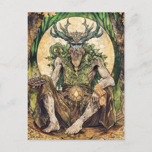 Carte Postale Cernunnos  Dieu celtique cornu de la nature