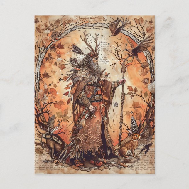 Carte Postale Cernunnos Horned Celtic Dieu de la nature (Devant)