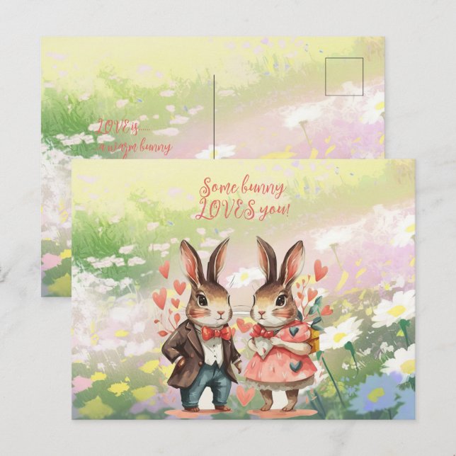 Carte Postale Certains Bunny Vous Aiment M. & Mme. (Devant / Derrière)