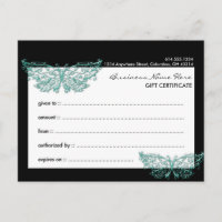 Certificat cadeau 2 : Beau Papillon Turquoise