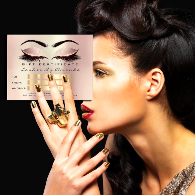 Carte Postale Certificat cadeau Cosmetologue maquillage Lash ros (Gift Certificate Makeup Cosmetologist Lash Pink Postcard)
