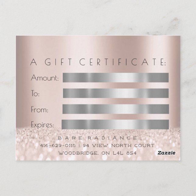 Carte Postale Certificat cadeau Electrolyse Enlèvement cheveux g (Dos)