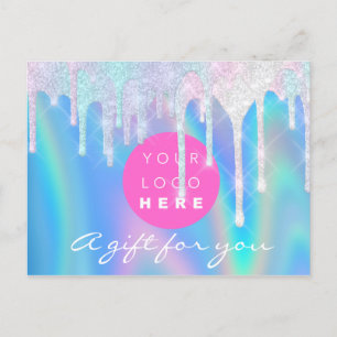 Carte Postale Certificat cadeau Holographe Unicorn Bleu logo