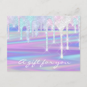 Carte Postale Certificat cadeau Holographe Unicorne rose pourpre