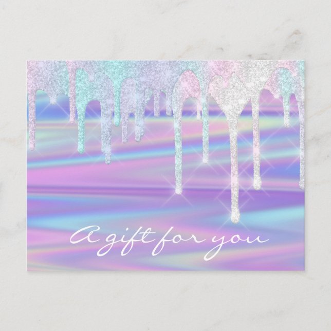 Carte Postale Certificat cadeau Holographe Unicorne rose pourpre (Devant)