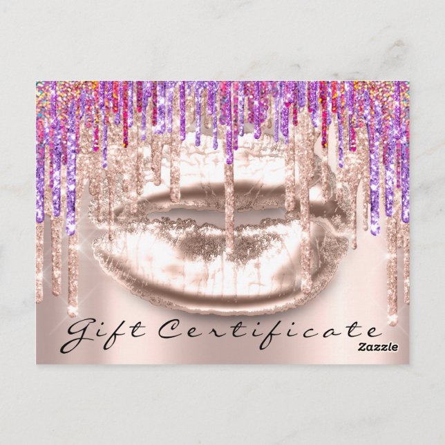 Carte Postale Certificat cadeau Kiss Lips Maquillage Rainbow Uni (Dos)