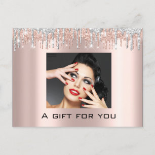 Carte Postale Certificat cadeau Vacances Beauté Rose maquillage