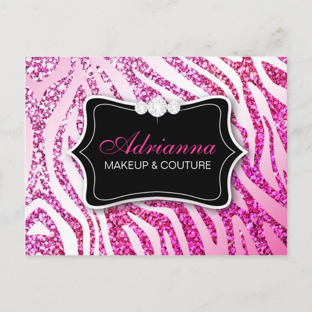 Carte Postale Certificat cadeau Zebra Pink 311 Parties scintilla (Devant)