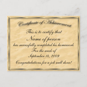 Carte Postale Certificat de Modèle de réussite