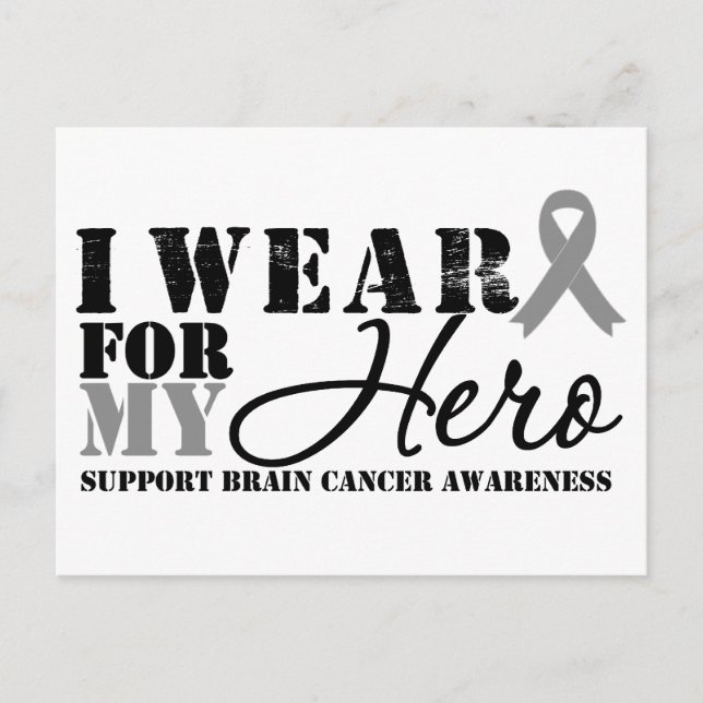 Carte Postale Cerveau Cancer Hero Gris Ribbon (Devant)