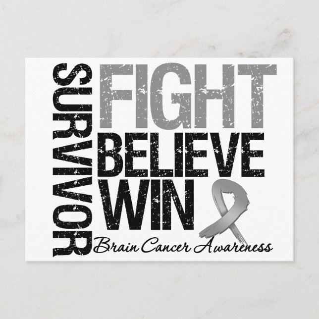 Carte Postale Cerveau Cancer Survivant combat croire Win Motto (Devant)