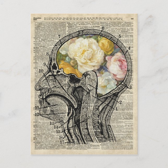 Carte Postale Cerveau Plein De Fleurs, Nature Lover Dictionary A (Devant)