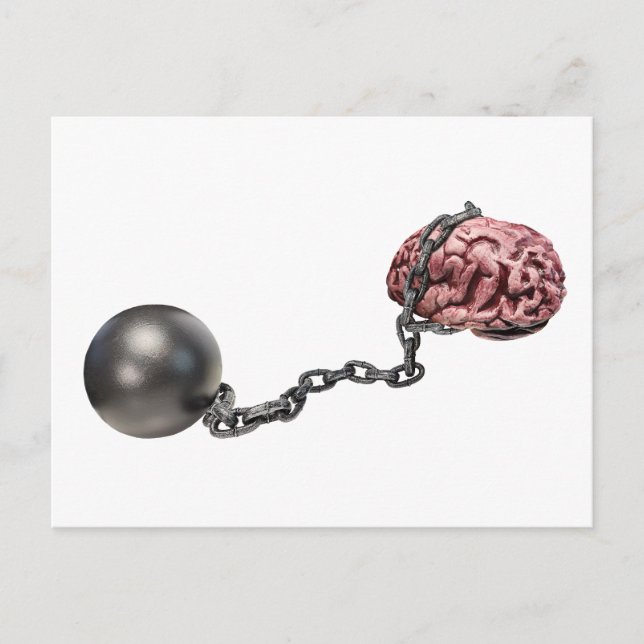 Carte Postale Cerveaux avec boule et chaîne (Devant)
