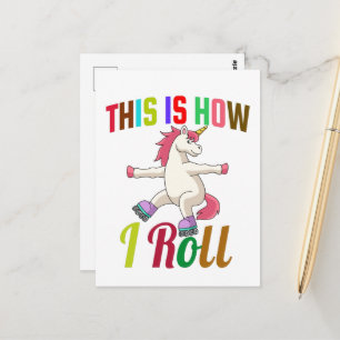 Carte Postale C'est comme ça que je roule - Licorne de patin à r