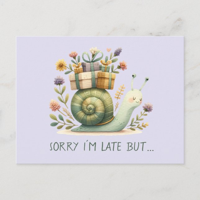 Carte Postale C'est l'anniversaire de l'escargot avec cadeau (Devant)