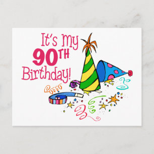 Carte Postale C'est mon 90e anniversaire (Casquettes de fête)