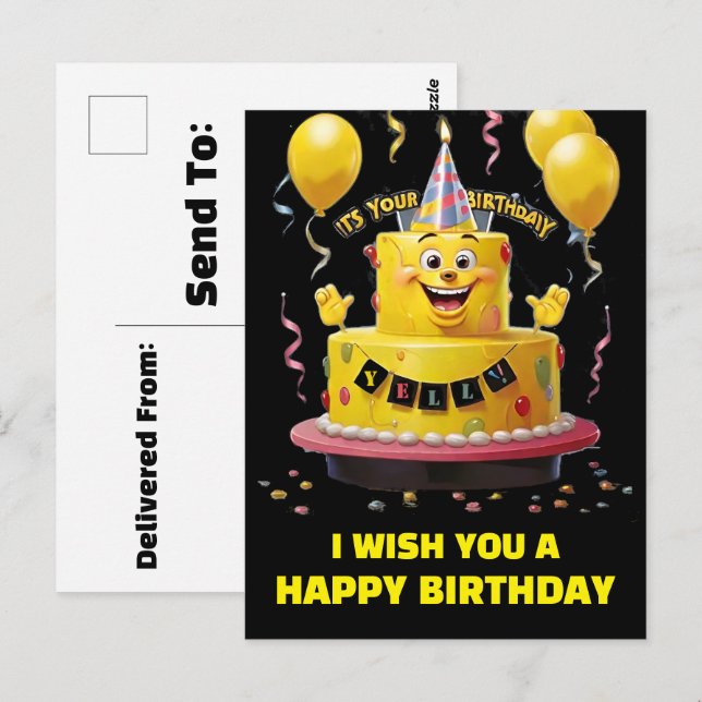 Carte Postale C'est ton anniversaire, je te souhaite bonne fête (Devant / Derrière)
