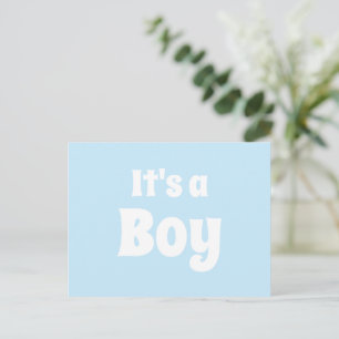 Carte Postale C'est un garçon, bleu clair, blanc faire-part bébé