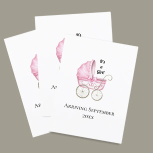 Carte Postale C'est une fille ! Faire-part de grossesse pour béb
