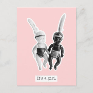 Carte Postale C'est une fille - Poupées Indiennes Noir et Blanc