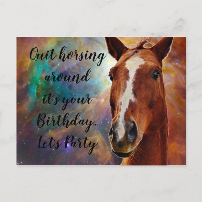 Carte Postale C'est votre anniversaire Cheval salutations (Devant)