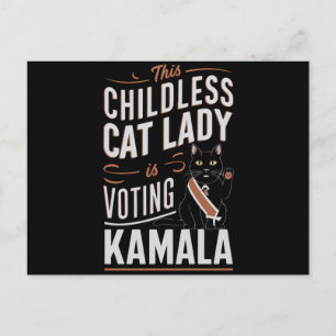 Carte Postale Cette dame de chats sans enfant vote Kamala