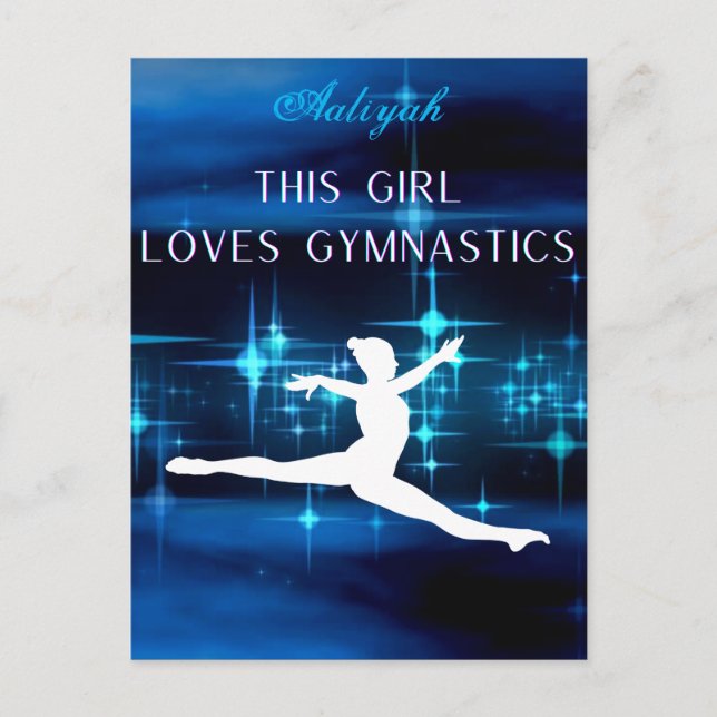 Carte Postale Cette Fille Aime La Gymnastique Noir, Bleu, Blanc (Devant)