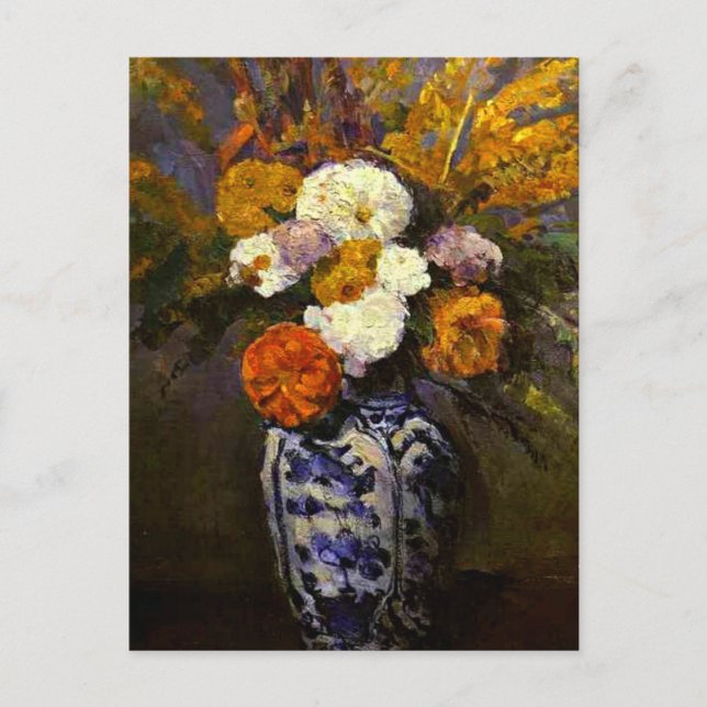 Carte Postale Cezanne - Dahlias, peinture florale (Devant)