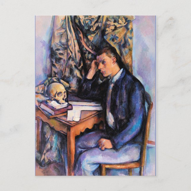 Carte Postale Cezanne - Jeune homme et crâne (Devant)