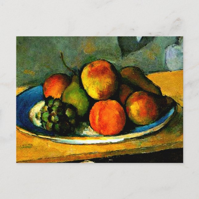 Carte Postale Cezanne - Pêche, poires et raisins (Devant)