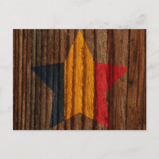 Carte Postale Chad Flag Star sur le thème du bois