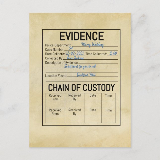 Carte Postale Chaîne de possession des preuves jeu de rôle sur l (Devant)