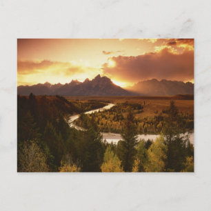 Carte Postale Chaîne Teton au coucher du soleil, depuis la riviè