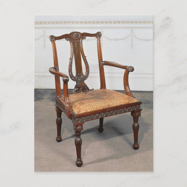 Carte Postale Chaise à fond de lyre sculpté, fournie par (Devant)
