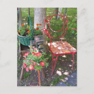 Carte Postale Chaise de jardin orange vif