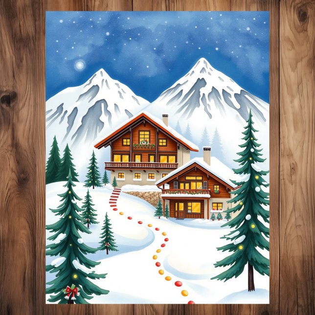 Carte Postale Chalet Alpes suisses Hiver Mountain Travel (Swiss Alps Chalet Winter Mountain Travel Postcard
)