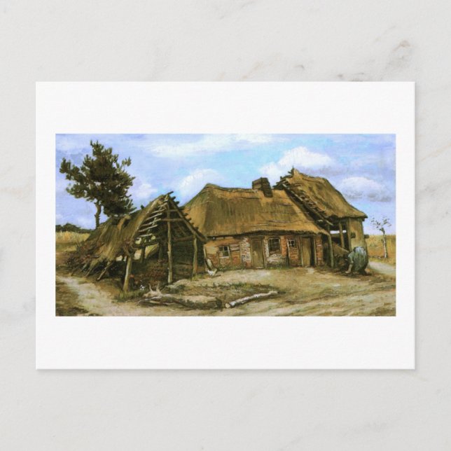 Carte Postale Chalet avec Grange Decrepit, Femme, Vincent van Go (Devant)