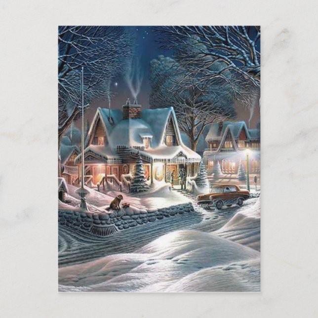 Carte Postale Chalet d'hiver de Noël (Devant)