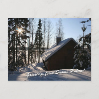 Carte Postale Chalet d'hiver en Finlande