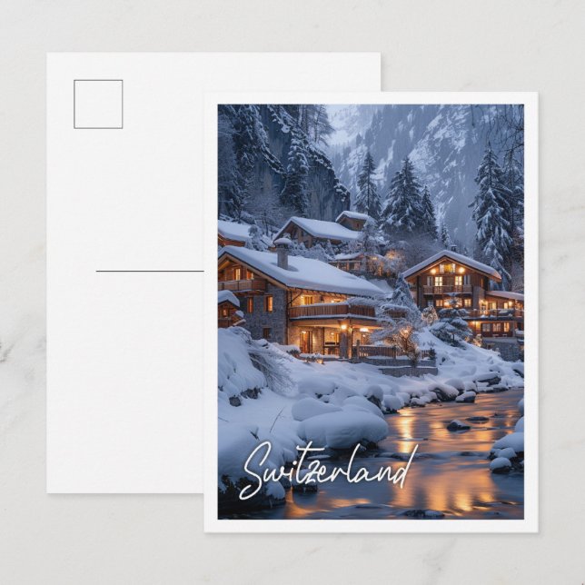 Carte Postale Chalet suisse traditionnel au milieu des alpes enn (Devant / Derrière)