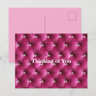 Carte Postale Chaleureux rose Faux Velvet Penser à vous