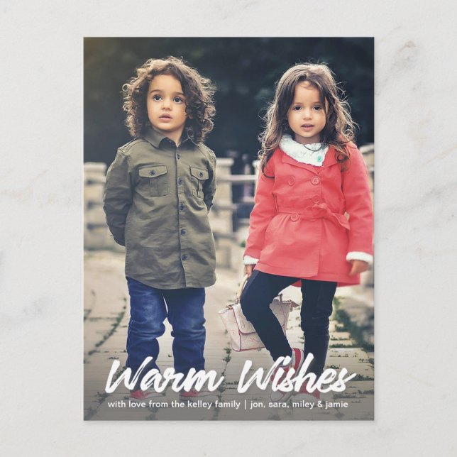 Carte Postale Chaleureux Wings White Script Vertical Holiday Pho (Devant)