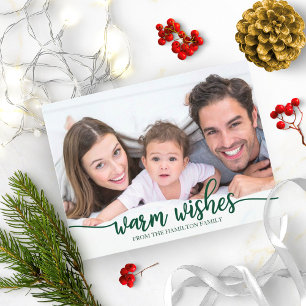 Carte Postale Chaleurs Chic Green Calligraphie Photo Noël