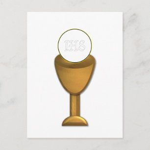 Carte Postale Chalice d'or et hôte - Sainte Communion