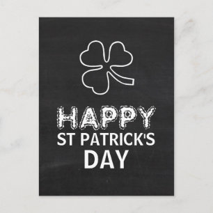 Carte Postale Chalkboard Shamrock, Saint Patrick's Day