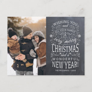 Carte Postale Chalkboard Vous souhaite un très joyeux Noël Photo