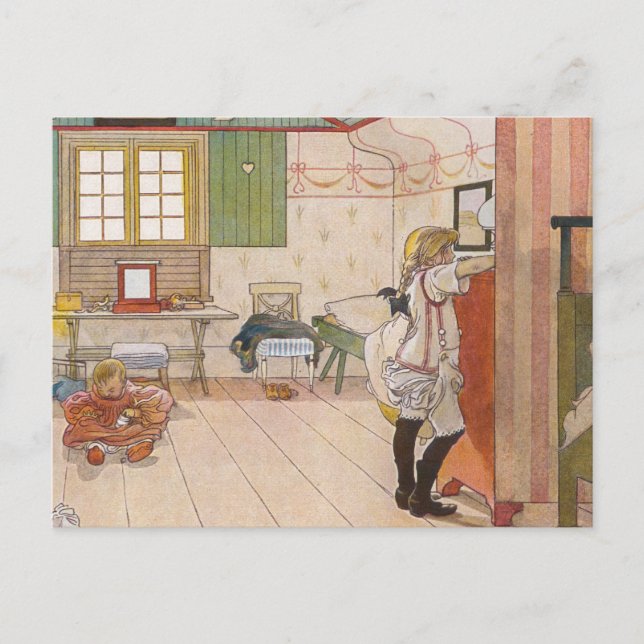 Carte Postale Chambre mansardée avec Baby Sister. (Devant)